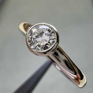 Vintage Round Diamond Solitaire <b>Ring</b> 1.01CT Lab Grown 10K Solid Gold Vintage Bezel Setting Anniversary Celebrate Gift For Her - Product Image 1