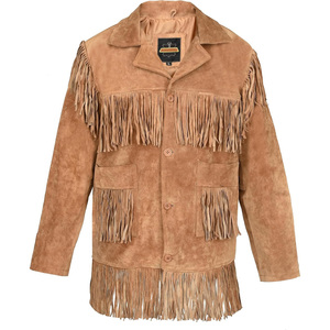 Best Western Fringe <b>Suede</b> Leather <b>Jacket</b> Classic Cowboy Style Fashion Outerwear Manufacturer Bulk Supply - Product Image 1
