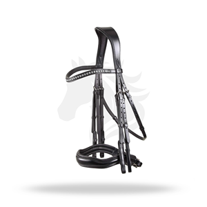 Brida Anatómica Doble Negra Tamaño Completo para Equitación Inglesa y Doma Clásica - Product Image 1