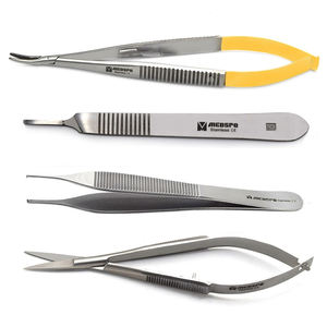 4 pièces d'instruments de microchirurgie en acier inoxydable : porte-aiguilles Castroviejo, pinces, ciseaux à ressort Noyes, pinces Adson - Product Image 1