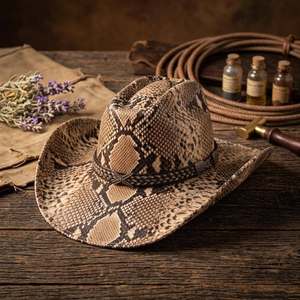 Sombrero Vaquero de Piel Exótica con Estampado Único de Pitón, Estilo Occidental, para Uso en Exteriores, Unisex, para Adultos, Todas las Temporadas - eoin Winston Sports - Product Image 5