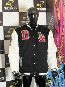 Chaqueta Varsity de Chenilla Bordada Personalizada de Alta Calidad ODM OEM, Cuerpo de Lana, Mangas de Cuero PU, Chaqueta de Béisbol Letterman para Hombre - Product Image 3