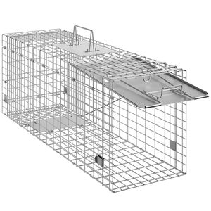 Trampa para Animales Vivos de Hierro Galvanizado de 31 x 10 x 12 Pulgadas, Trampa Plegable para Gatos y Conejos, Trampa Humana para Animales Pequeños - Product Image 1