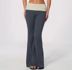 High Waist Full Length <b>Flared</b> Printed Breathable Stretch Polyester Knitted Striped Casual <b>Women's</b> All Seasons <b>Leggings</b> - Product Image 3