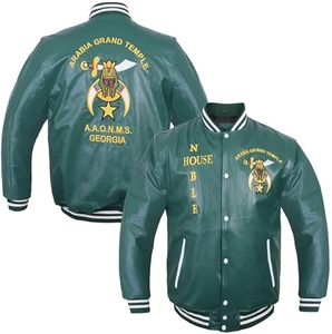 Veste Shriners - Cuir vert bouteille, tissu Noble House, type cuir vert, origine importée - Product Image 1