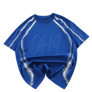 Camiseta Raglán Azul Lavado Personalizable, Estilo Urbano Moderno, Fabricante al por Mayor, OEM ODM, Ropa de Moda - Product Image 1