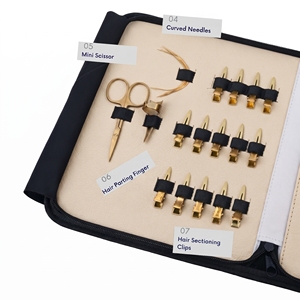 Juego de Herramientas Avanzadas de Acero Inoxidable para Extensiones de Cabello Micro Link: Alicates de Crimpado y Extracción, Agujas, Clips de Estilizado, Peine Separador Mini - Product Image 4