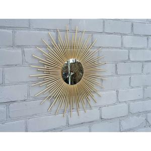 Mediados de siglo moderno Boho Glam espejo de pared hecho a mano Sunburst oro Starburst acento declaración decoración de pared - Product Image 3