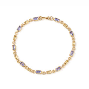 925 Sterling Silver Tanzanite Octagon Stone <b>Charm</b> Bracelet with Blank Links Gold & Rhodium Plated - Product Image 6