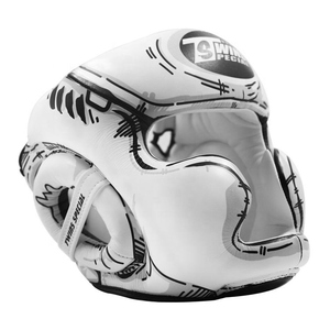 Équipement d'entraînement de kickboxing jaune multicolore, dernier modèle, protection de tête en cuir de vachette véritable, face ouverte, équipement de Muay Thai. - Product Image 2