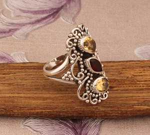 Luxury Natural Citrine Vintage <b>Ring</b> Antique Style 925 Sterling <b>Silver</b> <b>Statement</b> Band High-Quality Wholesale Handcrafted - Product Image 2