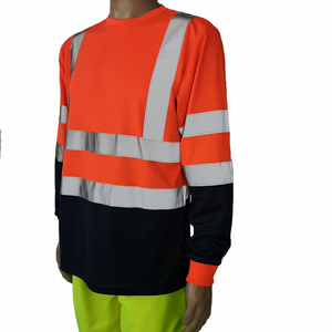 Hi <b>Vis</b> Class 3 Reflective Safety Long Sleeve <b>T</b>-<b>Shirt</b> Lime Orange Navy Polyester Quick Dry Breathable Unisex Needle Detection - Product Image 3