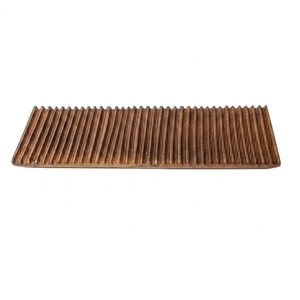 Tabla de pan tostado de madera de teca maciza de grado alimenticio, rectangular, acanalada, bandeja de servir, accesorio de cocina natural hecho a mano, set de exhibición - Product Image 1