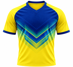 Maillot de football personnalisé sans marque, coupe sur mesure, 100 % polyester respirant, séchage rapide, col rond, manches courtes, pour adulte, pour équipe - Product Image 2