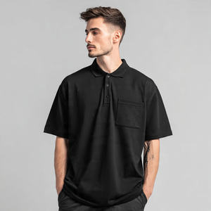 Button Down <b>Drop</b> Shoulder Polo Shirt Men Summer Short Sleeve Polo Shirts Men's 100% Cotton Polyester Polo T Shirt Mens - Product Image 1