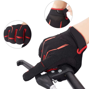 Gants de cyclisme à doigts complets, noir, rouge, gris, respirants, avec protection des paumes en maille, équipement de sport en plein air - Product Image 4