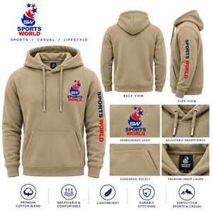 Sweat-shirt à capuche pour homme Sports World, pull à capuche avec logo brodé, poche kangourou, respirant, décontracté - Product Image 2
