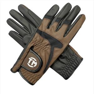 Genuine Sheep Leather Solid Color Horse Riding Gloves Hook Loop Closure Super Mesh Back Reinforced <b>Finger</b> Rein Grip Breathable - Product Image 1