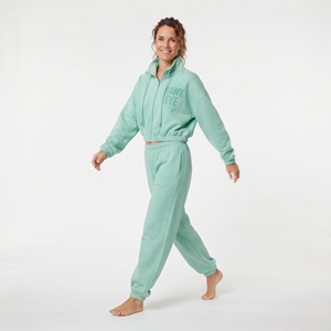 Veste de survêtement courte zippée pour femme OEM avec pantalon assorti ample - Product Image 5