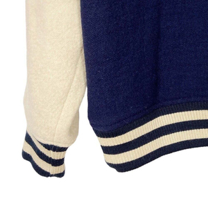 Veste universitaire bleu marine pour femme, manches longues, coupe classique, col rond, simple boutonnage, en laine et polyester, couleur contrastante - Product Image 5