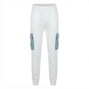 New Demanding Custom Logo Men's Color Blocking Hooded Tracksuit <b>Set</b> White Blue <b>Knitted</b> Cotton Casual Autumn Wear Activewear <b>Sets</b> - Product Image 5