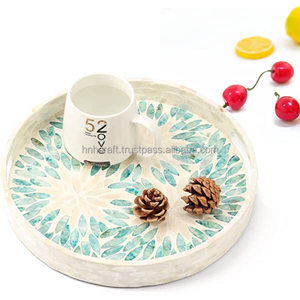 Plateau en bois rectangle fait à la main écologique nouveau design décoratif plateau en nacre pour le service de thé pour les cadeaux - Product Image 5