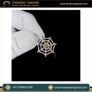 14K <b>Solid</b> <b>Gold</b> Iced Custom Web Hanging Spider <b>Pendant</b> Trendy Unique Design VS Natural Diamond Charms Fine Jewelry Necklaces Gift - Product Image 2