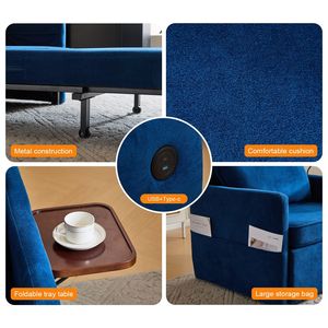 โซฟาเบดปรับนอนได้ 3-in-1 สำหรับผู้ใหญ่ พร้อมโต๊ะพับอเนกประสงค์และช่องเสียบ USB Type-C - Product Image 4