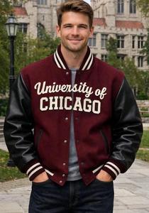 Veste Letterman personnalisée avec nom, manteau bomber rouge et blanc - Product Image 5