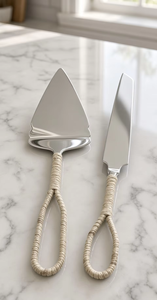 Ensemble de spatules à gâteau en acier inoxydable Japandi avec finition miroir et poignées en boucle tressée, ensemble professionnel de spatules à gâteau en métal pour - Product Image 5