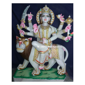 Statue de la déesse Durga Mata en marbre blanc de qualité supérieure, produit artisanal pour la décoration intérieure, à prix raisonnable pour l'acheteur. - Product Image 5