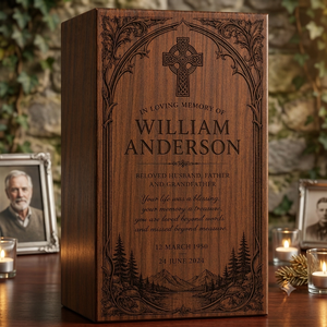 Personalized Wooden <b>Memorial</b> <b>Box</b> Resin Urn Keepsake Cremation Ash Holder Decorative Remembrance Gift - Product Image 5