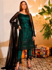 Pakistani Faux Georgette Salwar Kameez Heavy Embroidery Sequin <b>Dress</b> Set Wedding Ethnic Wear for Women - Product Image 3