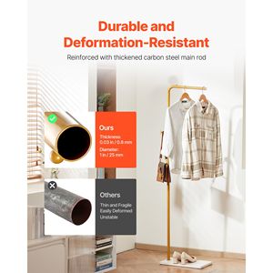 Appendiabiti da terra in quarzo con 3 ganci, attaccapanni autoportante per ingresso, appendiabiti da terra indipendente - Product Image 6