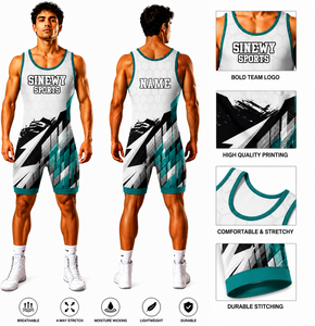 SINGLET DE LUCHA SINEWY SPORTS para Hombre, Sublimado, Spandex/Poliéster, 120g, de Una Pieza, Transpirable, Ligero, para Entrenamiento - Product Image 1