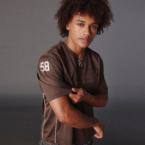 Camiseta Deportiva de Malla de Alta Calidad, Cuello en V, Manga Corta, Secado Rápido, Color Sólido, Largo Regular, Tejido de Punto - Product Image 6