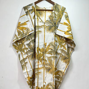 Vestido Kaftán sin Mangas de Algodón con Estampado Tropical, Informal, de Verano, para Mujer, Ropa de Playa, Ropa de Estar por Casa, Naaz Textile - Product Image 1