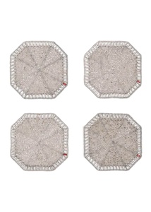 Posavasos con cuentas de diseño Floral, cuentas de vidrio de color blanco y amarillo, juegos de posavasos de cuentas redondas de poliéster para decoración de bodas - Product Image 6