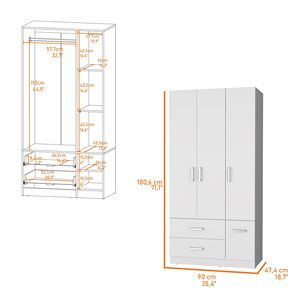 Design elegante del guardaroba a 2 cassetti a 4 porte per l'organizzazione della casa - Product Image 6