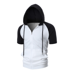 <b>Aesthetic</b> Fit Short Sleeve Zipper Hoodie Men's Tapered Athletic Apparel High Quality Sportswear <b>Top</b> Sleek Athletic Hoodie - Product Image 3