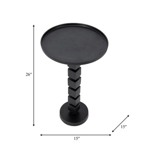 Mesa de Centro Geométrica Esculpida con Cubos Apilados, Tapa Redonda y Base Sólida, Diseño Contemporáneo para Bares - Product Image 5