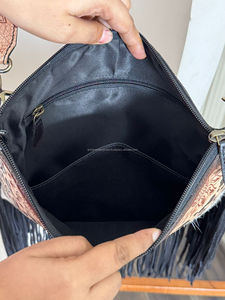 New Designer Hand Tooled Cowhide Leather High Quality Fringe Bag Luxury <b>Large</b> Capacity Genuine Leather Shoulder Bags for Women's - Product Image 6