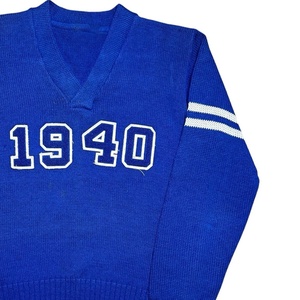 Cardigan en tricot bleu vintage pour homme, style universitaire, personnalisé pour les fraternités et les sororités, hiver, doublure 100 % coton, anti-plis, imprimé - Product Image 4