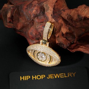Colgante Ojo que todo lo ve, chapado en oro, plata 925, moissanita, estilo Hip Hop, amuleto de protección, colgante de buena suerte para hombre - Product Image 6
