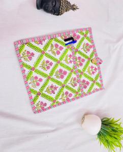 Housse pour ordinateur portable en coton matelassé de 14 pouces avec fermeture à bouton, écologique, légère, motif floral vintage, sac de protection - Product Image 2