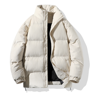 Outdoor High Street Hooded Stand Collar Canvas Puffer Jacket Winter Warm Cotton Filled Anti-Bacterial Front Logo <b>Men</b> - Product Image 4