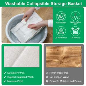 4pcs Convenient Handle Foldable Linen Storage <b>Bins</b> Visible Clear Window Multipurpose <b>Collapsible</b> Fabric Basket for Clothing - Product Image 5