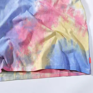 Camiseta de Manga Corta con Cuello Redondo y Estampado Tie-Dye para Hombre, Talla Grande, Informal, Tejido de Punto, Diseño con Patrón Azul, Rosa y Amarillo - Product Image 6