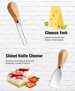 Couteaux à fromage élégants avec manche en bois Trancheuse en acier inoxydable Ustensiles de coupe de beurre Outils Accessoires de cuisine de qualité supérieure - Product Image 5