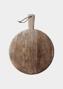 Tabla de cortar redonda de madera con mango, tabla de cortar de madera natural para cocina - Product Image 1